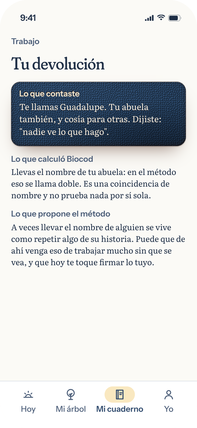 La devolución en tres partes: lo que contaste, lo que calculó Biocod y lo que propone el método
