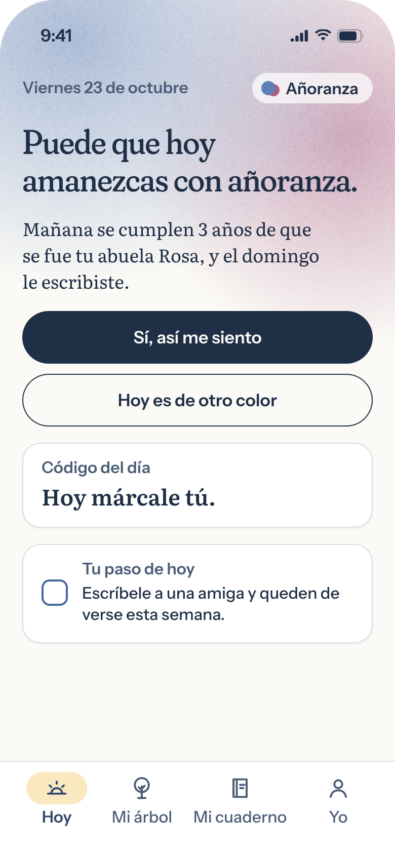 Pantalla Hoy: el aura del color del día, la adivinanza, el código del día y el paso de hoy